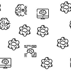 Poster - Neurology Medicine Seamless Pattern Vector Thin Line. Illustrations