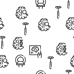 Poster - Neurology Medicine Seamless Pattern Vector Thin Line. Illustrations