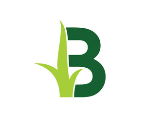 Wall Mural - Letter B with Grass Logo Vector 001