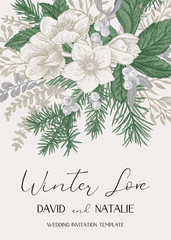 Poster - Winter wedding delicate  invitation.