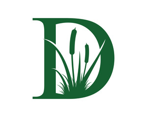 Sticker - Letter D with Reeds Grass Logo Vector 001