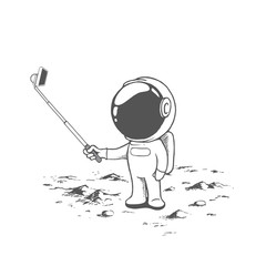 Wall Mural - cute astronaut make a selfie