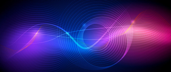 Aufkleber - Vector illustration smooth lines in dark blue color background. Hi tech digital technology concept. Abstract futuristic, shiny lines background