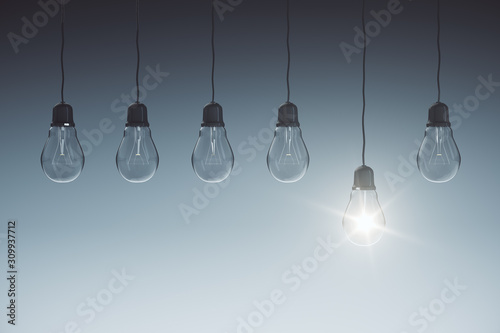 Row of glowing lamps