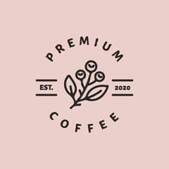 coffee shop logo template vector for premium coffee business. Editable vector file. Simple, retro, and vintage style.