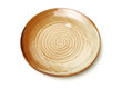 Empty earthenware plate on white background