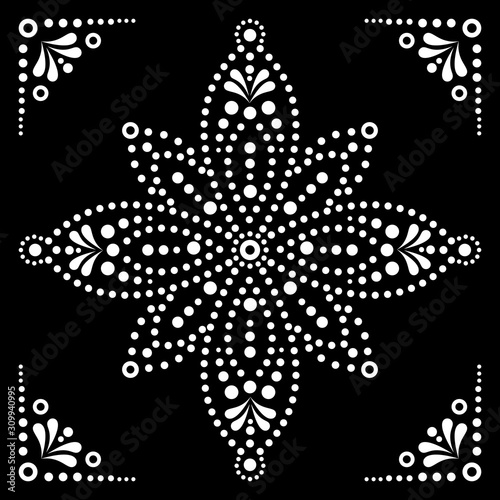 Dot Art Vector Flower Or Star Traditional Aboriginal Dot Painting