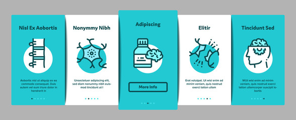 Poster - Neurology Medicine Onboarding Mobile App Page Screen. Neurology Equipment And Neurologist, Brain And Nervous System, Nerves And Files Concept Illustrations