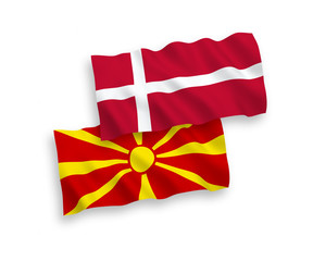 Flags of Denmark and North Macedonia on a white background