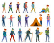 © nsit0108 - Hiking icons set. Cartoon set of hiking vector icons for web design