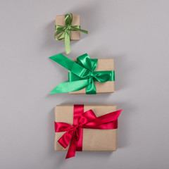 Wall Mural - Beautiful packing of presents with satin ribbons.