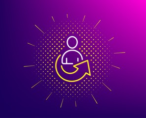 Aufkleber - Share line icon. Halftone pattern. Business management sign. Employee, Manager refer symbol. Gradient background. Share line icon. Yellow halftone pattern. Vector