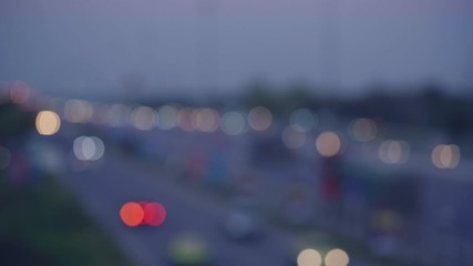 Poster - Footage motion blurred of bokeh light with transport car on express way road. 