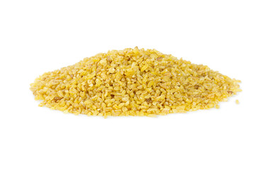 Dry bulgur wheat isolated on white