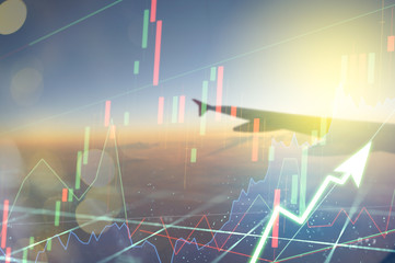 Stock market digital graph chart on LED display concept. A large display of daily stock market price and quotation. Indicator financial forex trade education background.