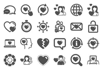 Poster - love icons. couple, romantic and heart signs. valentines day love symbols. divorce or break up. qual