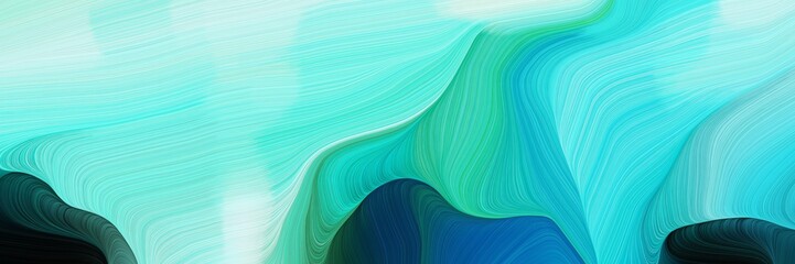 Aufkleber - horizontal artistic colorful abstract wave background with aqua marine, very dark blue and pale turquoise colors. can be used as texture, background or wallpaper
