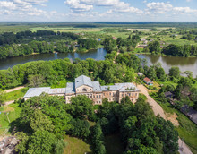 Destroyed Old Manor Near The Village Of Aleksino, Smolensk Region, Russia, Aerial Photography