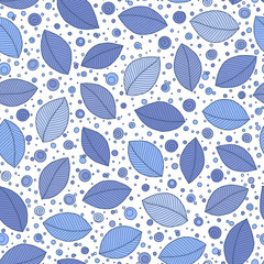 Wall Mural - Blue leaves on a white background.