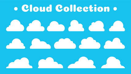 Wall Mural - Flat cartoon cloud vector. The shape of a white cloud that looks simple in the sky.