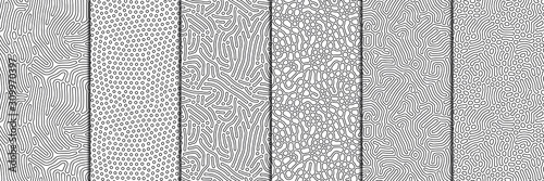 Fotografía Set of organic seamless patterns with rounded lines, drips