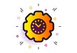 © blankstock - Clock sign. Halftone circles pattern. Time management icon. Gear symbol. Classic flat time management icon. Vector