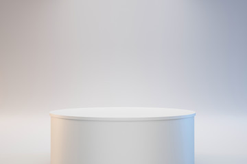 modern podium or pedestal display with platform concept on white background. blank shelf stand for s