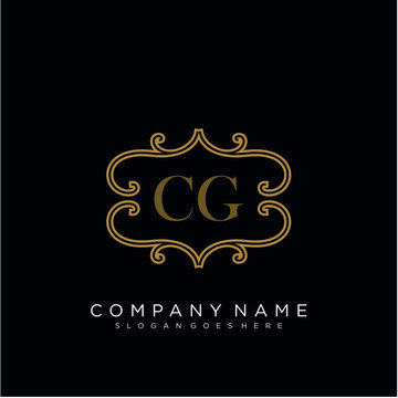 Initial letter CG logo luxury vector mark, gold color elegant classical