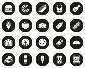 Poster - Snack Or Junk Food Icons White On Black CircleSet Big