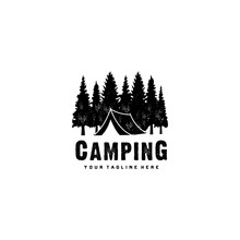 Pine Trees Camp Forest Logo Design
