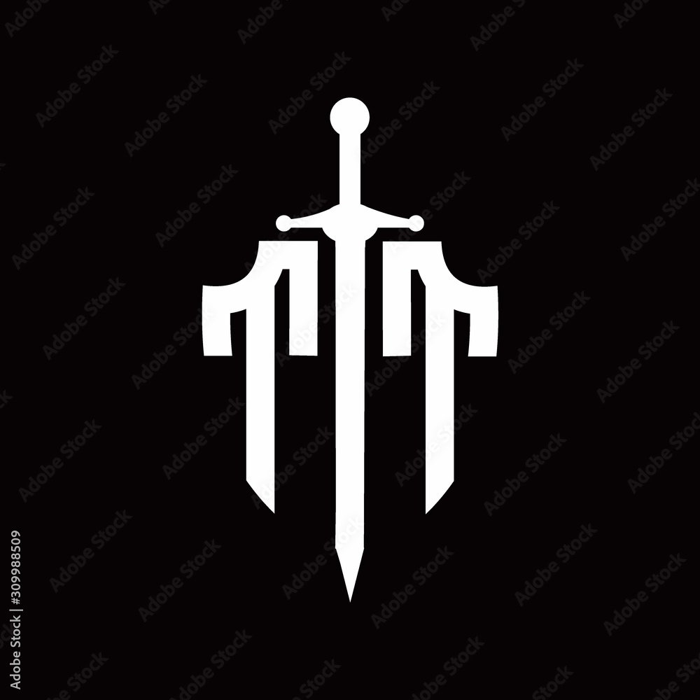 TT logo with shield shape and sword design template Stock Vector ...