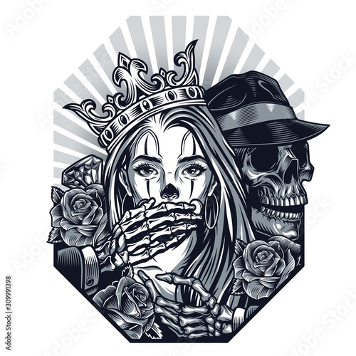 Chicano tattoo vintage template