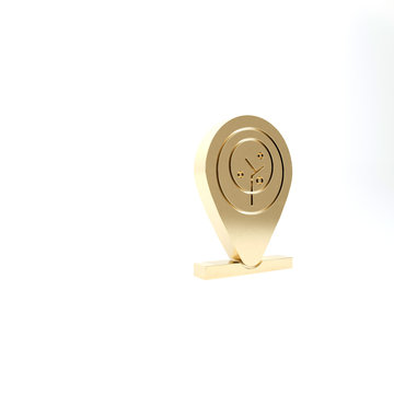 Gold Location and tree icon isolated on white background. 3d illustration 3D render