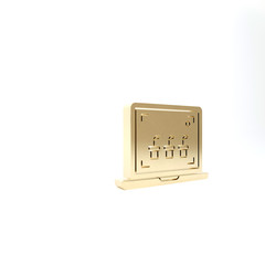 Gold Smart farming technology - farm automation system icon isolated on white background. 3d illustration 3D render