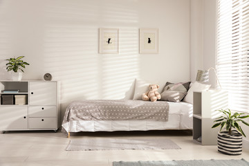 Poster - Modern child room interior with comfortable bed