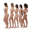 © New Africa - Group of women with different body types in underwear on white background