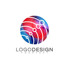 Poster - Technology gradient logo vector design color full