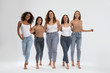 © New Africa - Group of women with different body types on light background