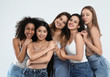 © New Africa - Group of women with different body types on light background