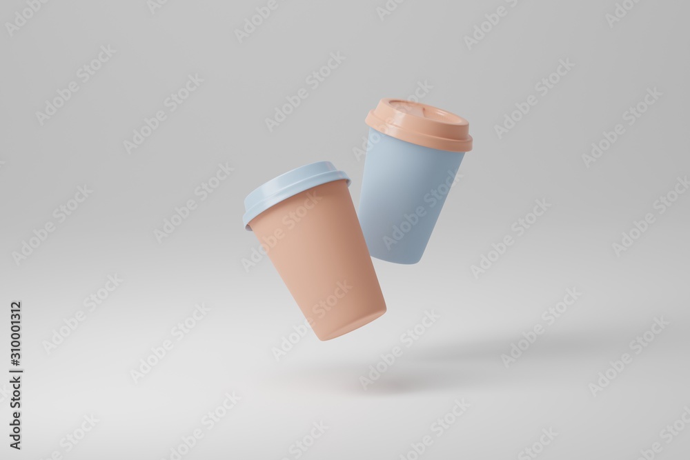 Paper coffee cup mock-up. Render realistic 3d illustration. Package ...