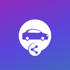 Wall Mural - carsharing icon with car and share symbol