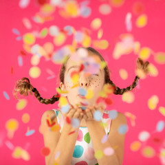 Poster - Portrait of fancy girl against pink background