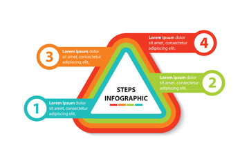 Wall Mural - colorful timeline infographic with 4 steps design template, Infographics management, finance, analytics, presentation. Vector illustration