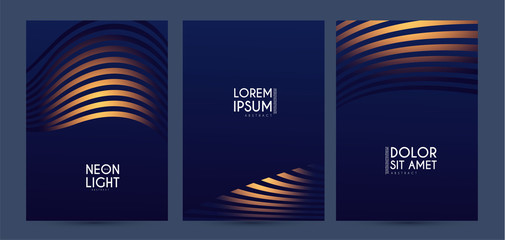 Poster - Abstract geometric flyer collections with light effect. Wave design.