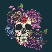 Sugar Skull With Flowers