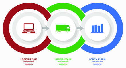 Aufkleber - Business, internet and transportation diagram, flat design vector infographic template for web presentation, 3 options