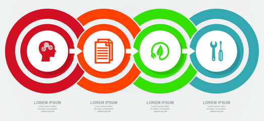 Aufkleber - Business, education, technology and green energy diagram, flat design vector infographic template for web presentation, 4 options