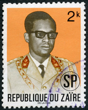 ZAIRE - 1972: Shows President Joseph Desire Mobutu Sese Seko Kuku Ngbendu Wa Za Banga (1930-1997), 1972