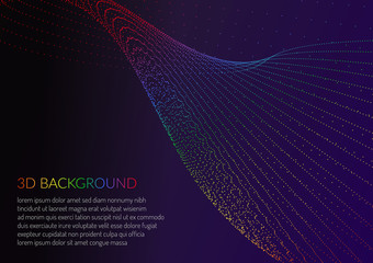 Poster - abstract background with particles. volumetric figures and waves of particles. optical illusion of v