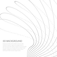 Poster - abstract background with particles. volumetric figures and waves of particles. optical illusion of v